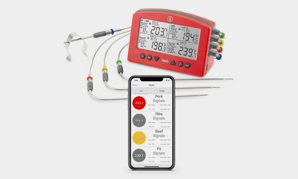 Bluetooth Meat Grill Thermometer with 4 Probes with Alarm & Timer